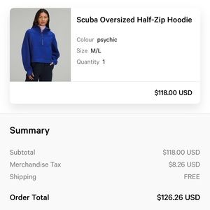 Lululemon Scuba Oversized Half Zip Hoodie size M/L  color:psychic